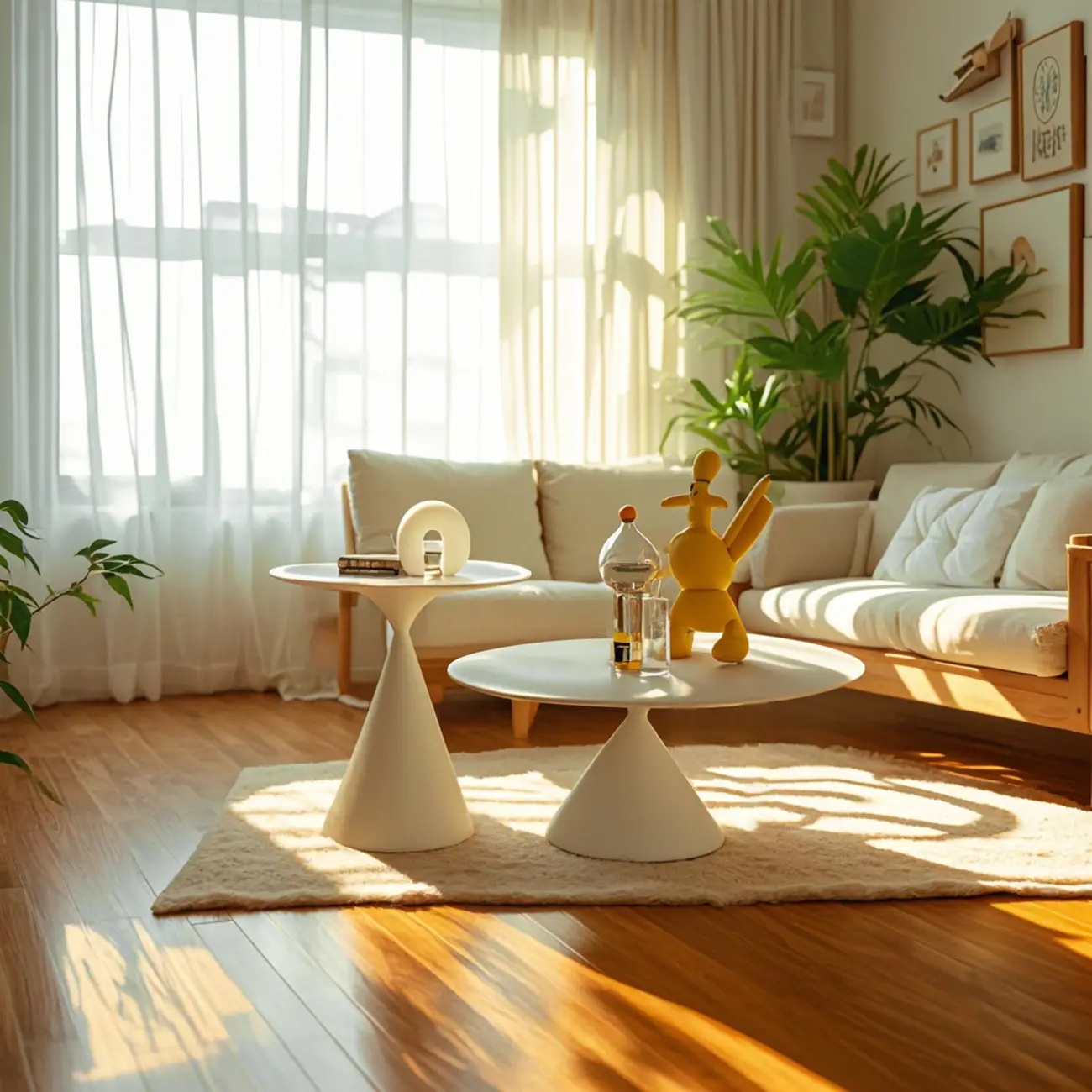 White Round Nesting Coffee Table with Modern Simple Style Image - 1 | homeyfad