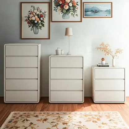 Classic Wooden Dressers in Beige with Soft Close Drawers Image - 1