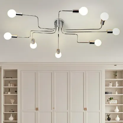 Industrial Branch Metal Semi Flush Ceiling Light Image - 30
