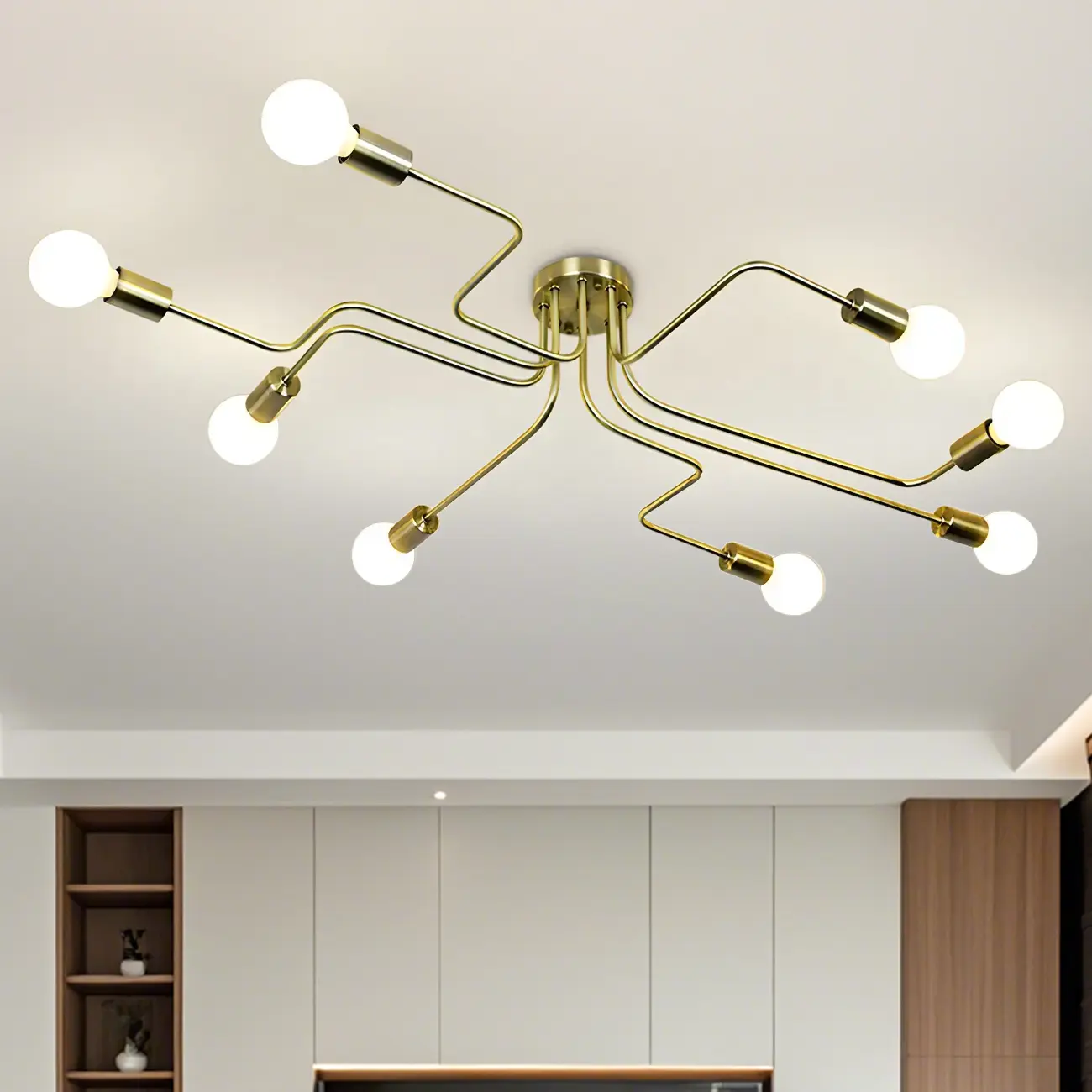 Industrial Branch Metal Semi Flush Ceiling Light Image - 28 | homeyfad