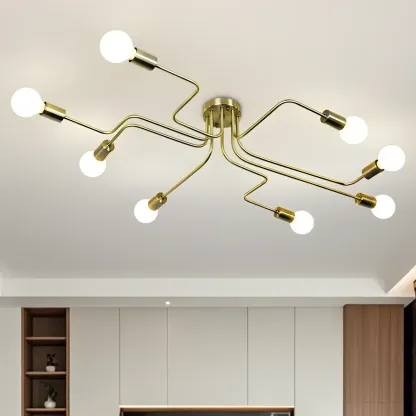 Industrial Branch Metal Semi Flush Ceiling Light Image - 28