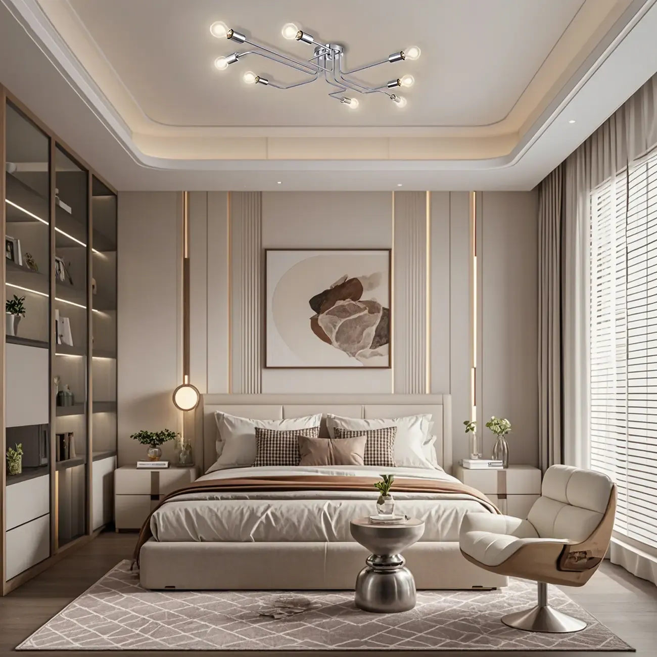 Industrial Branch Metal Semi Flush Ceiling Light Image - 32