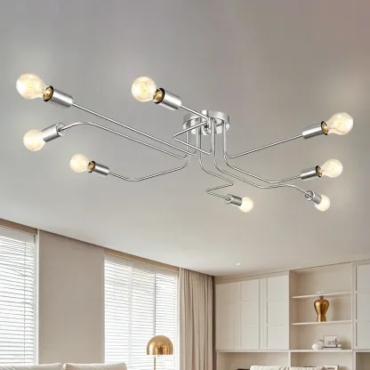 Industrial Branch Metal Semi Flush Ceiling Light Image - 33