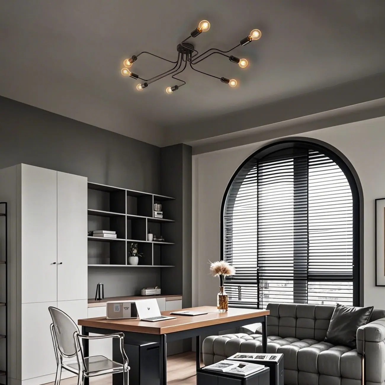 Industrial Branch Metal Semi Flush Ceiling Light Image - 39 | homeyfad