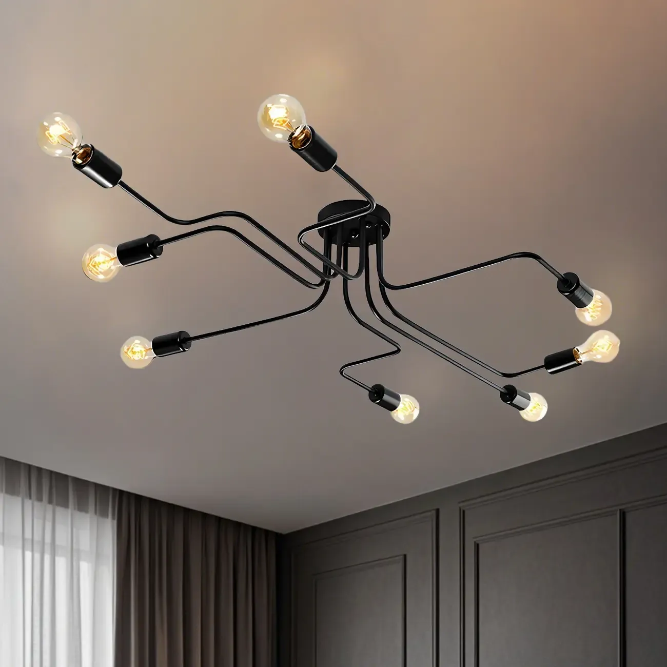 Industrial Branch Metal Semi Flush Ceiling Light Image - 40