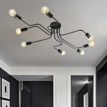 Industrial Branch Metal Semi Flush Ceiling Light Image - 52