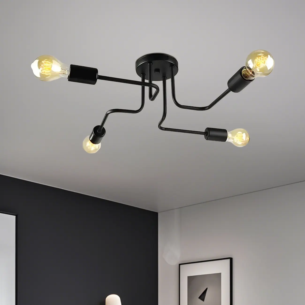 Industrial Branch Metal Semi Flush Ceiling Light Image - 53 | homeyfad
