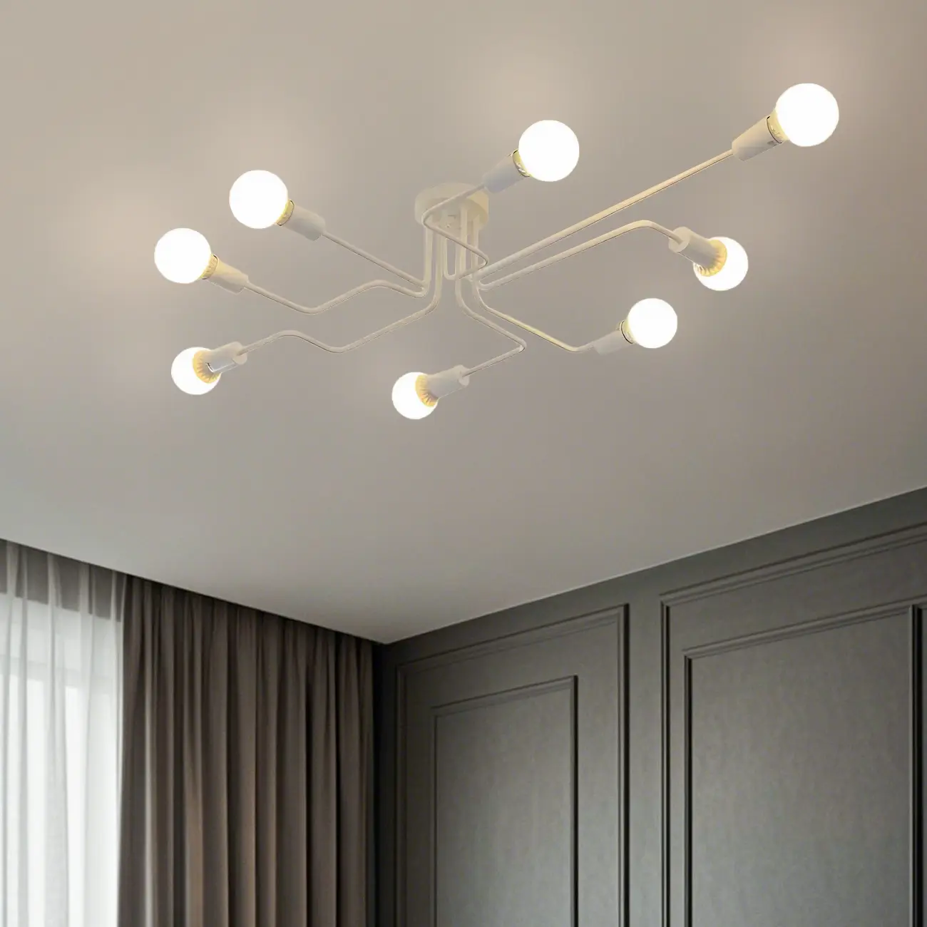 Industrial Branch Metal Semi Flush Ceiling Light Image - 47 | homeyfad