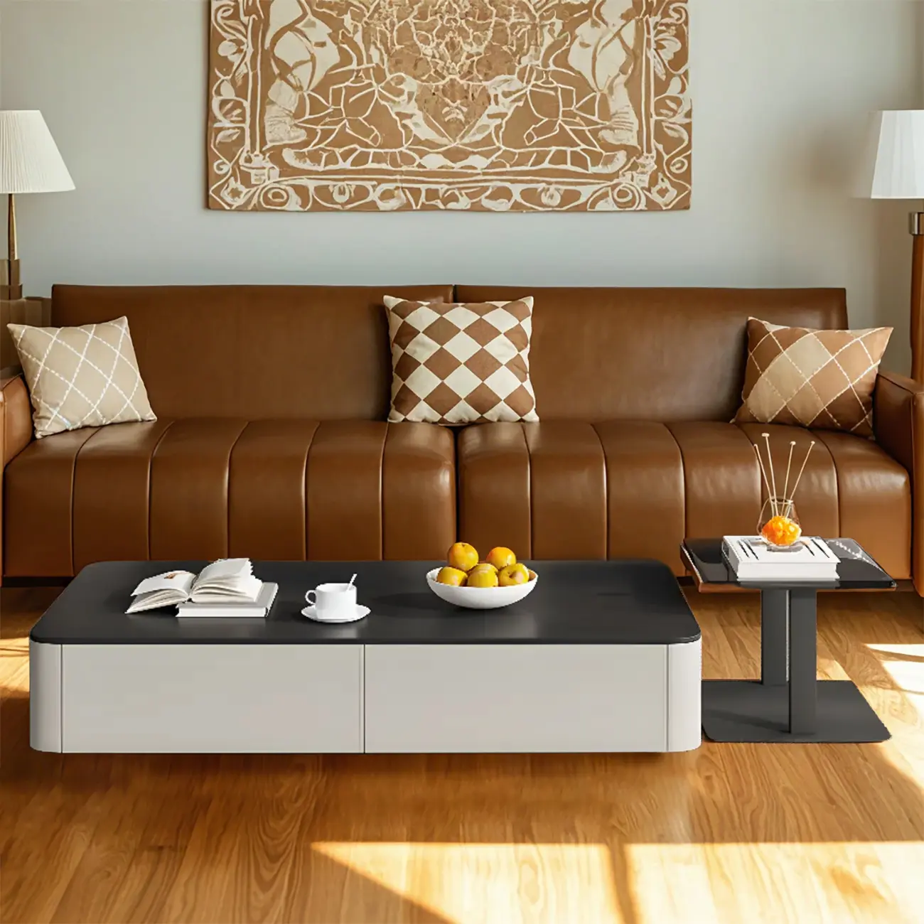 Modern Black Square Coffee Table with Drawers for Living Room  Image - 8 | homeyfad