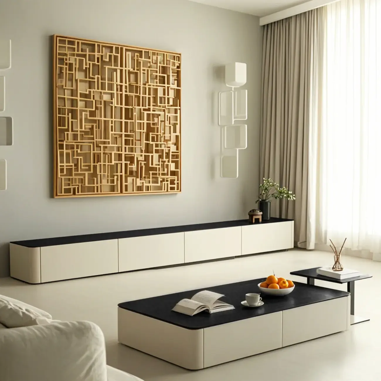 Modern Black Square Coffee Table with Drawers for Living Room  Image - 9