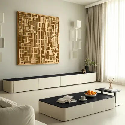 Modern Black Square Coffee Table with Drawers for Living Room  Image - 9