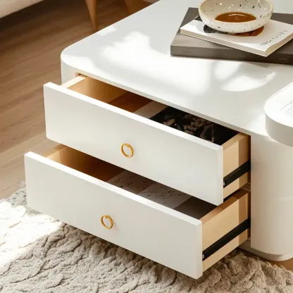 Modern White 2 Nesting Coffee Table Set with Storage   Image - 3