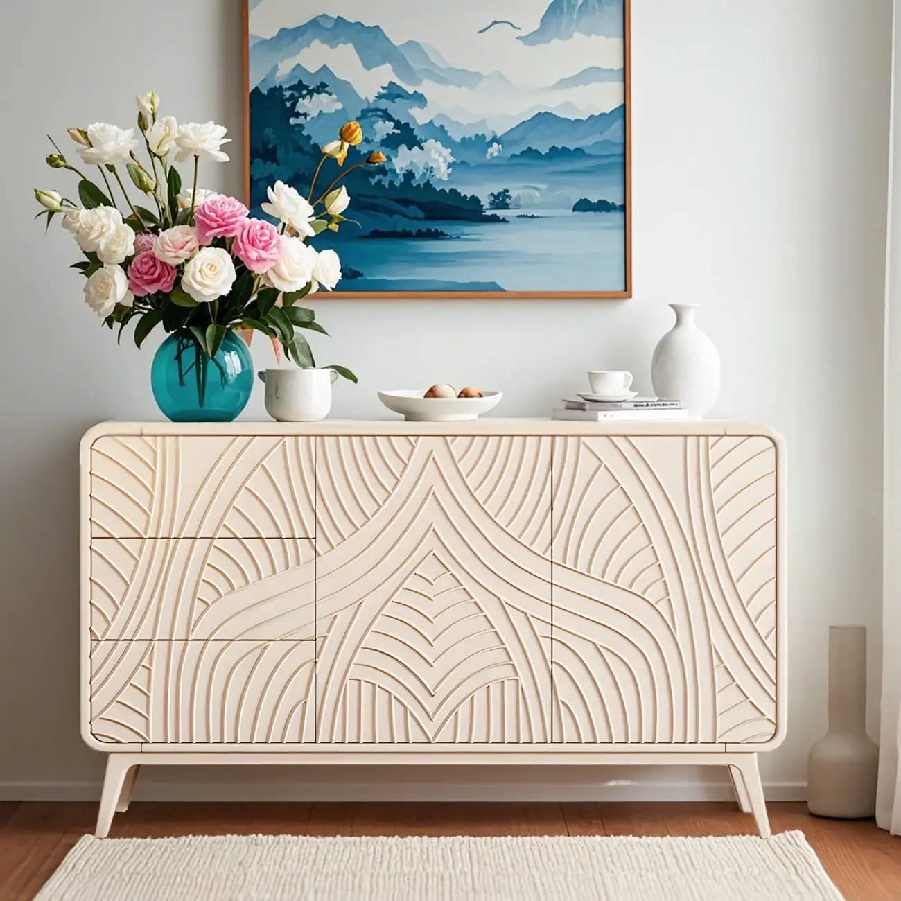 Glam Off-White Wooden Combo Dresser with Drawers for Bedroom Image - 1 | homeyfad