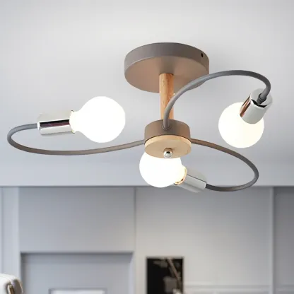 3-Light Green Sputnik Modern Semi Flush Ceiling Light Image - 4