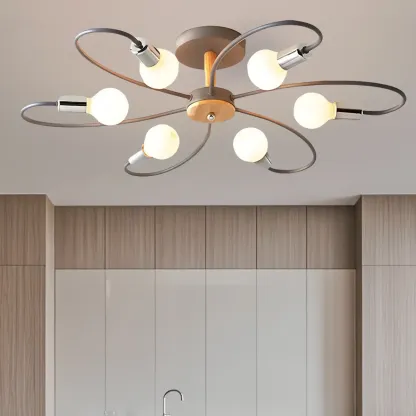 3-Light Green Sputnik Modern Semi Flush Ceiling Light Image - 11