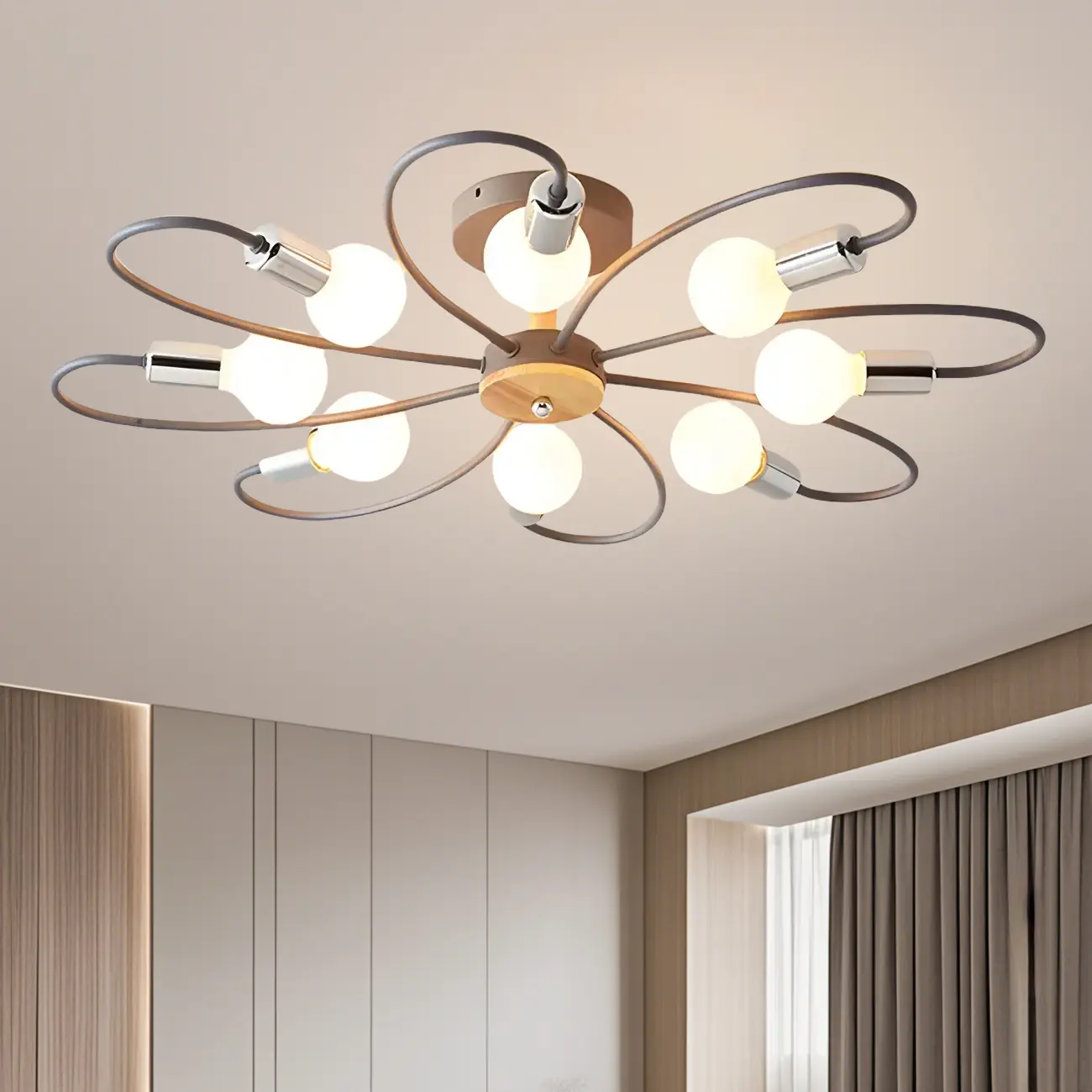 3-Light Green Sputnik Modern Semi Flush Ceiling Light Image - 15 | homeyfad