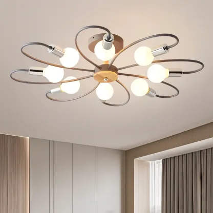 3-Light Green Sputnik Modern Semi Flush Ceiling Light Image - 15