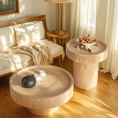 Modern Solid Wooden Black Coffee Table with Unique Design Image - 8