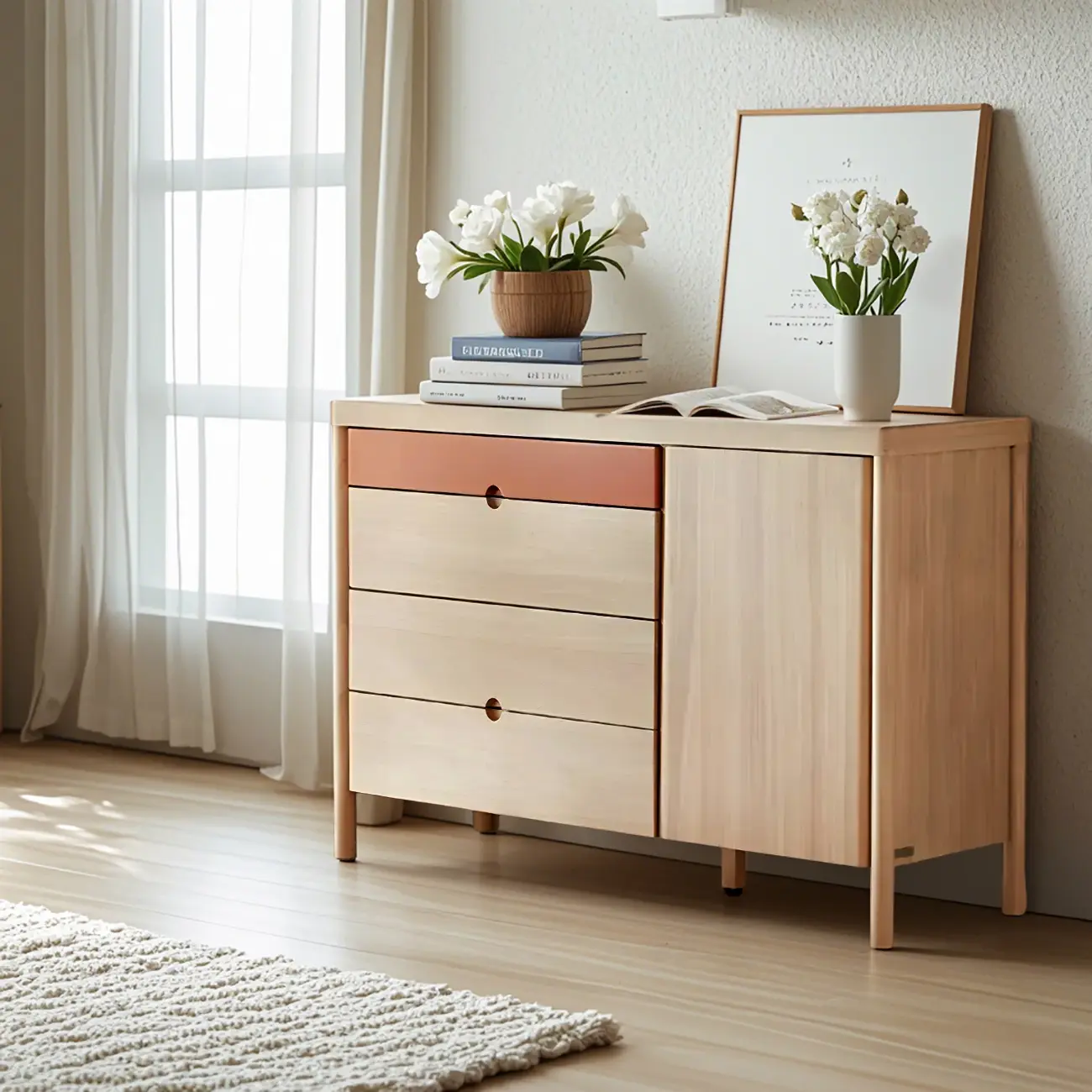 Durable Natural Solid Wooden Combo Dressers for Bedroom Image - 1 | homeyfad