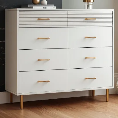 Glam Wooden Storage Double Dresser with Drawers for Bedroom Image - 4