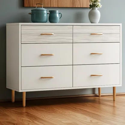 Glam Wooden Storage Double Dresser with Drawers for Bedroom Image - 5