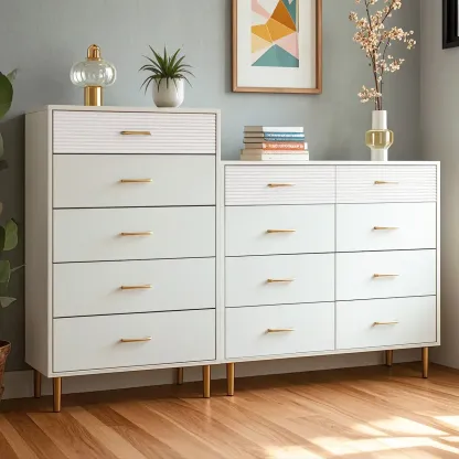 Glam Wooden Storage Double Dresser with Drawers for Bedroom Image - 6