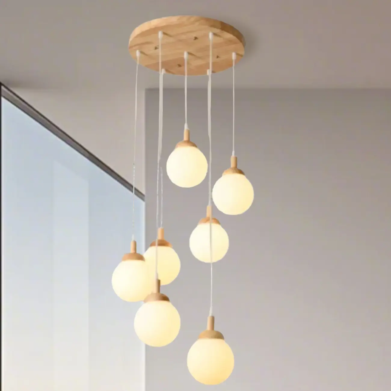 Milk Glass Cluster Pendant Light With Adjustable Length Image - 4 | homeyfad
