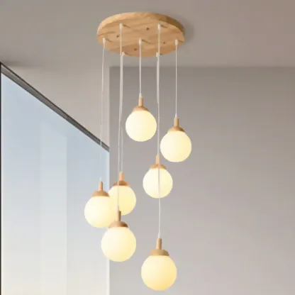 Milk Glass Cluster Pendant Light With Adjustable Length Image - 4