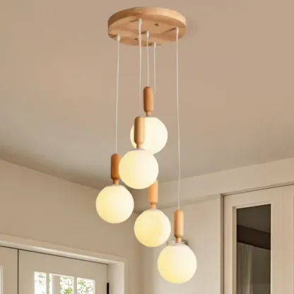 Milk Glass Cluster Pendant Light With Adjustable Length Image - 3
