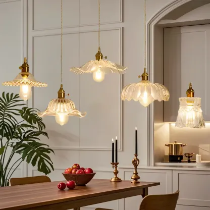 Clear Floral Glass Pendant Light for Modern Living Room Image - 1