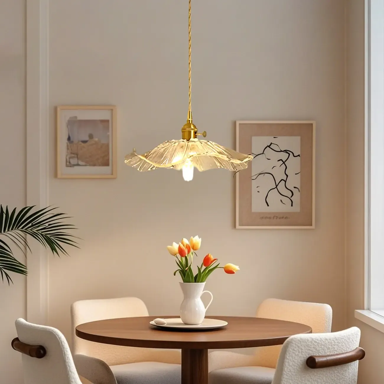 Clear Floral Glass Pendant Light for Modern Living Room Image - 4