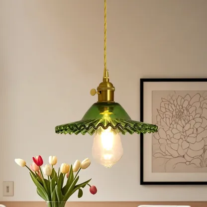 Clear Floral Glass Pendant Light for Modern Living Room Image - 6