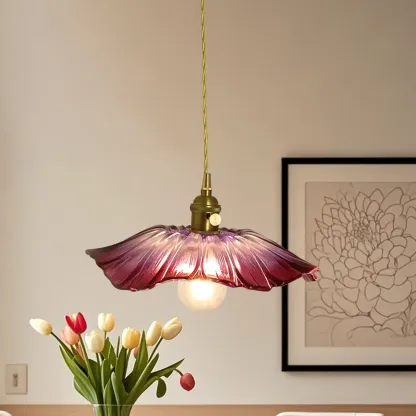 Clear Floral Glass Pendant Light for Modern Living Room Image - 10