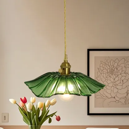 Clear Floral Glass Pendant Light for Modern Living Room Image - 11
