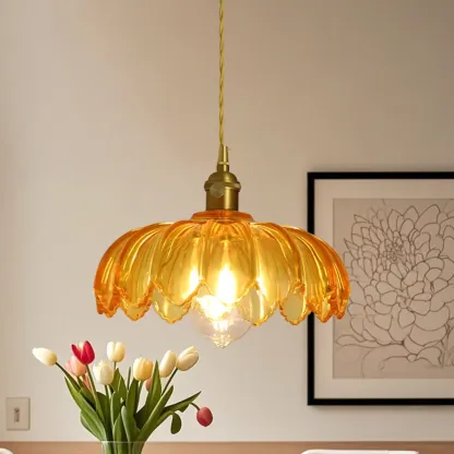 Clear Floral Glass Pendant Light for Modern Living Room Image - 13