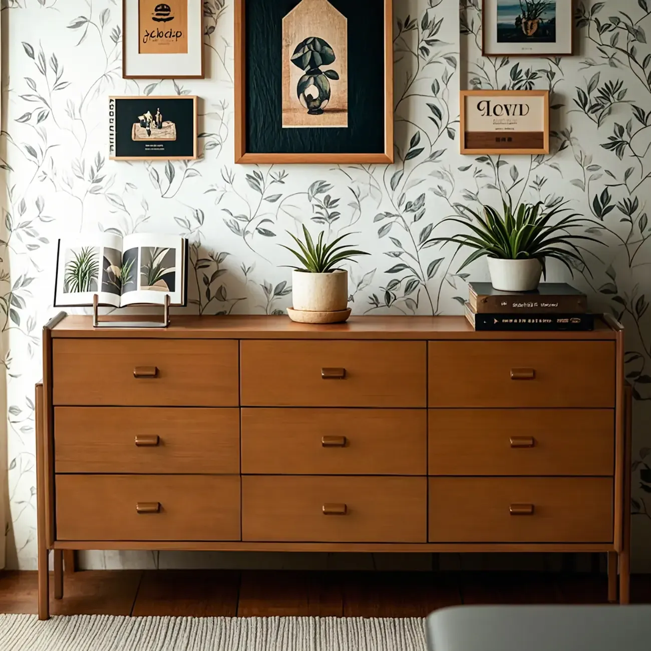 Minimalist Brown Wooden Dresser with Drawers for Bedroom Image - 1