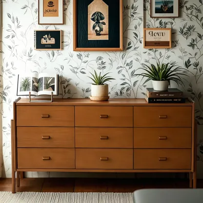 Minimalist Brown Wooden Dresser with Drawers for Bedroom Image - 1