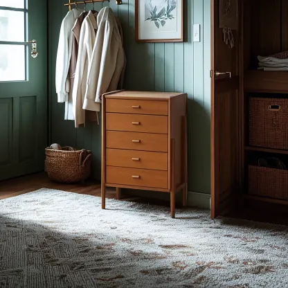 Minimalist Brown Wooden Dresser with Drawers for Bedroom Image - 3