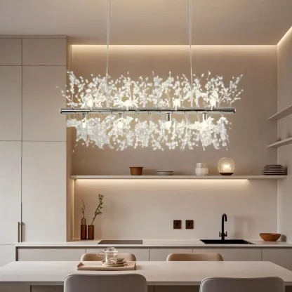 Golden Geometric Crystal Island Light Adjustable Hanging Length Image - 3