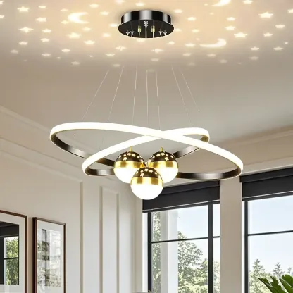 Modern LED Chandelier for Living Room with Starry Projection Image - 9
