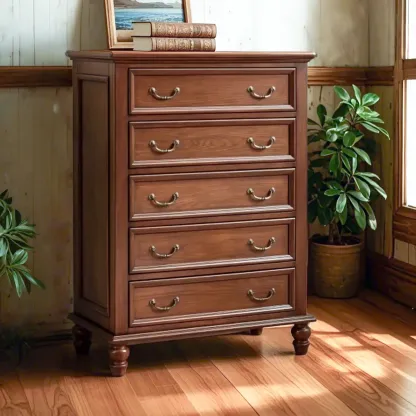 Vintage Rubberwood Chest with 7-Drawers for Bedroom Image - 3