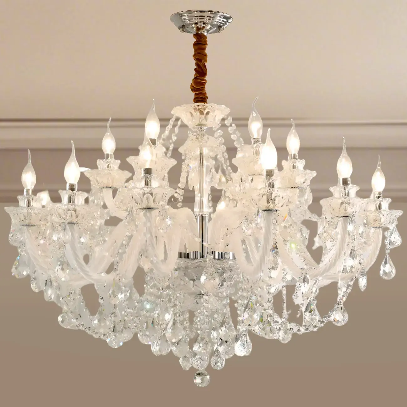 Modern Luxury Clear Crystal Chandeliers with Height-Adaptive Image - 4 | homeyfad