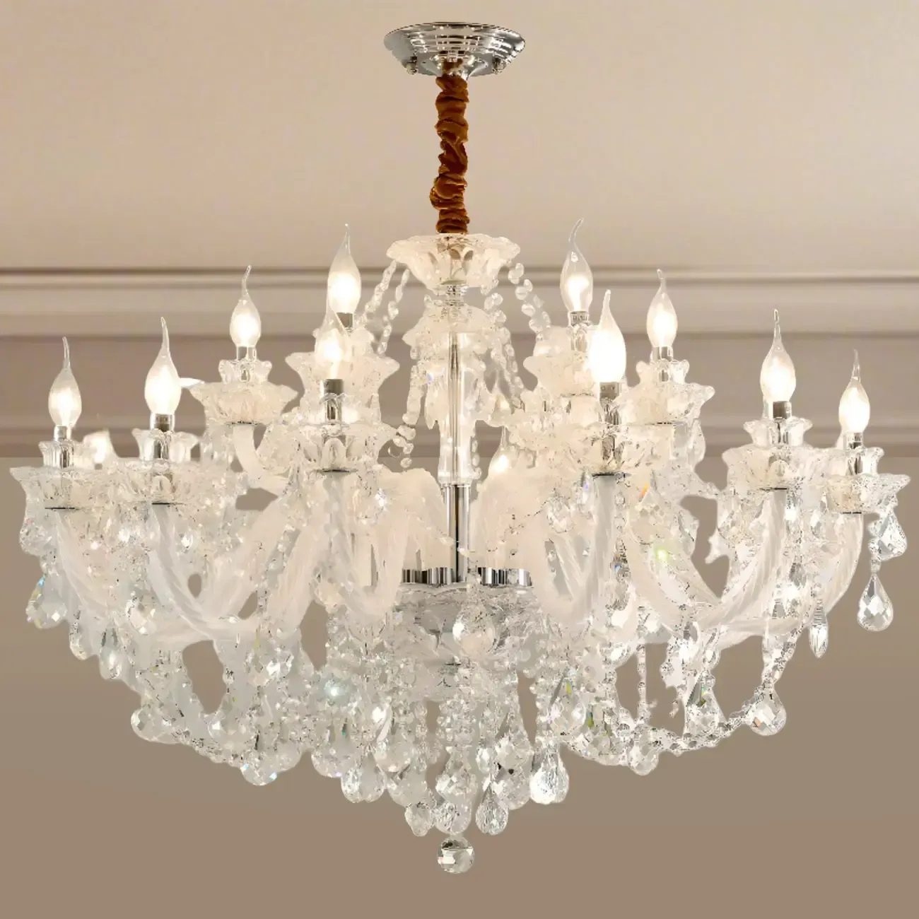 Modern Luxury Clear Crystal Chandeliers with Height-Adaptive Image - 4