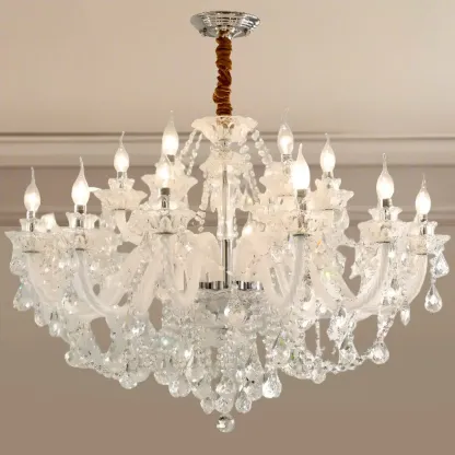 Modern Luxury Clear Crystal Chandeliers with Height-Adaptive Image - 4