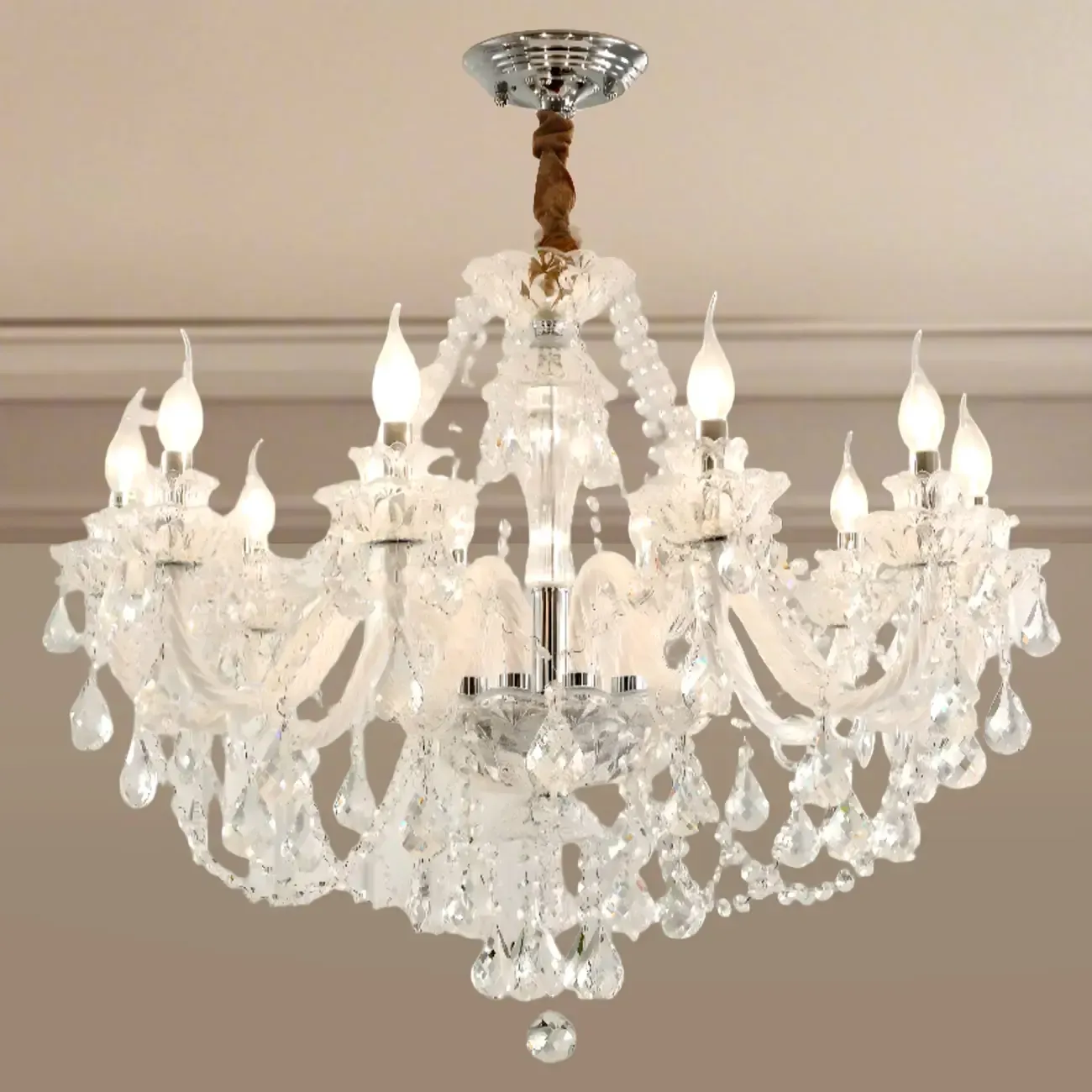 Modern Luxury Clear Crystal Chandeliers with Height-Adaptive Image - 5