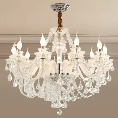 Modern Luxury Clear Crystal Chandeliers with Height-Adaptive Image - 5