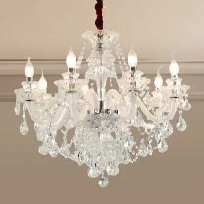 Modern Luxury Clear Crystal Chandeliers with Height-Adaptive Image - 6