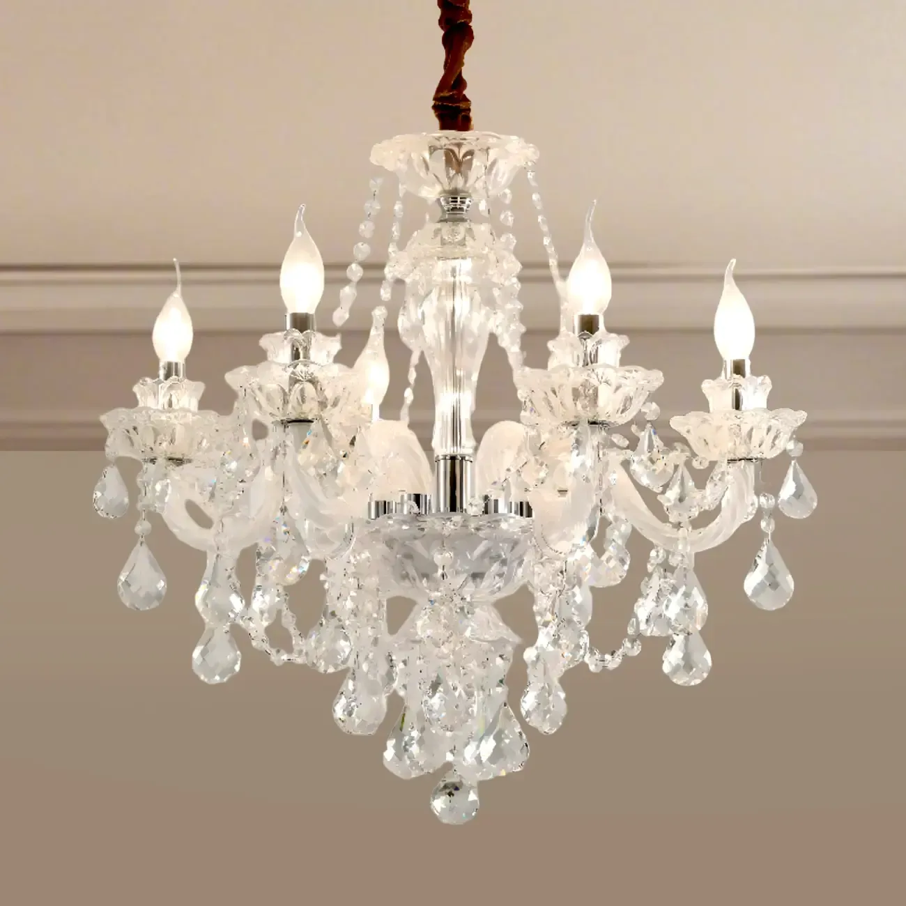 Modern Luxury Clear Crystal Chandeliers with Height-Adaptive Image - 7