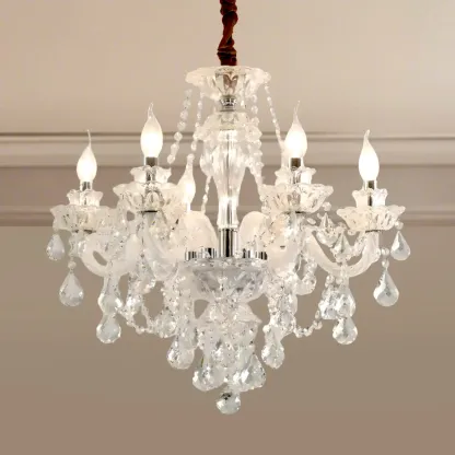 Modern Luxury Clear Crystal Chandeliers with Height-Adaptive Image - 7