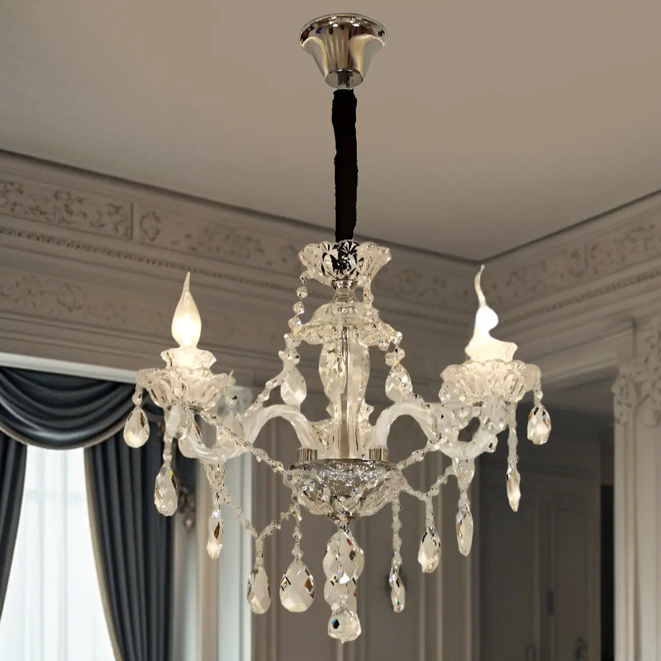 Modern Luxury Clear Crystal Chandeliers with Height-Adaptive Image - 3 | homeyfad